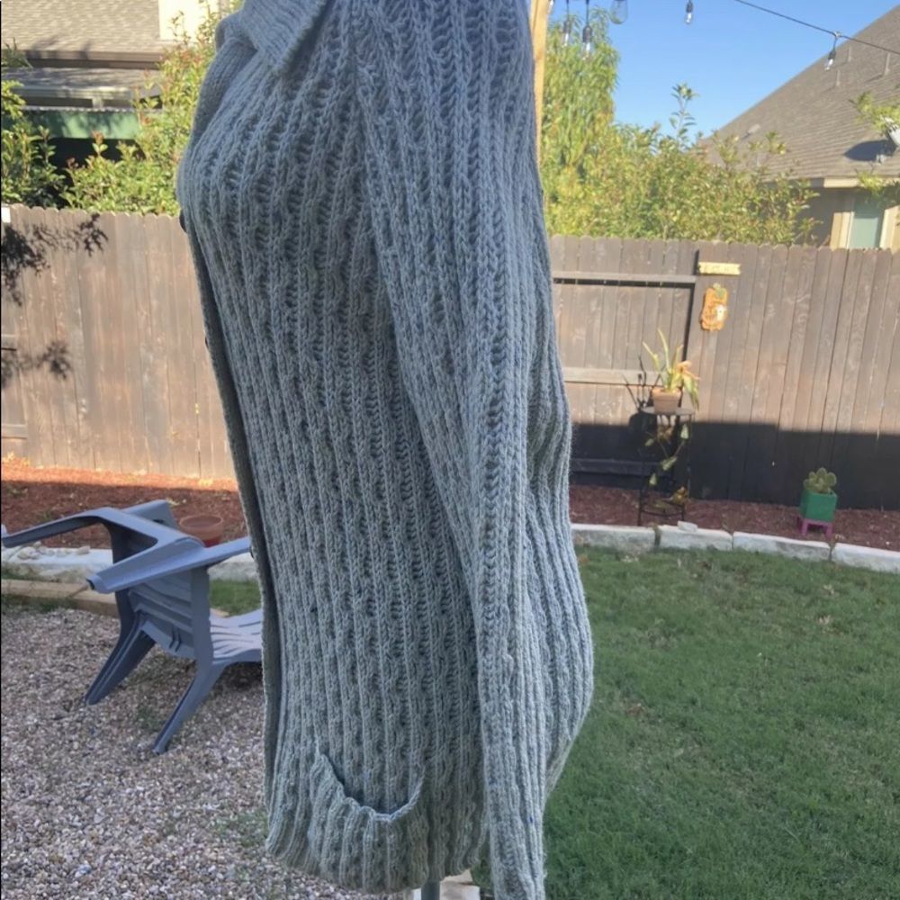 Vintage wool thick Ireland Chunky cableknit Fisherman shacket Sweater ca… - Picture 9 of 9
